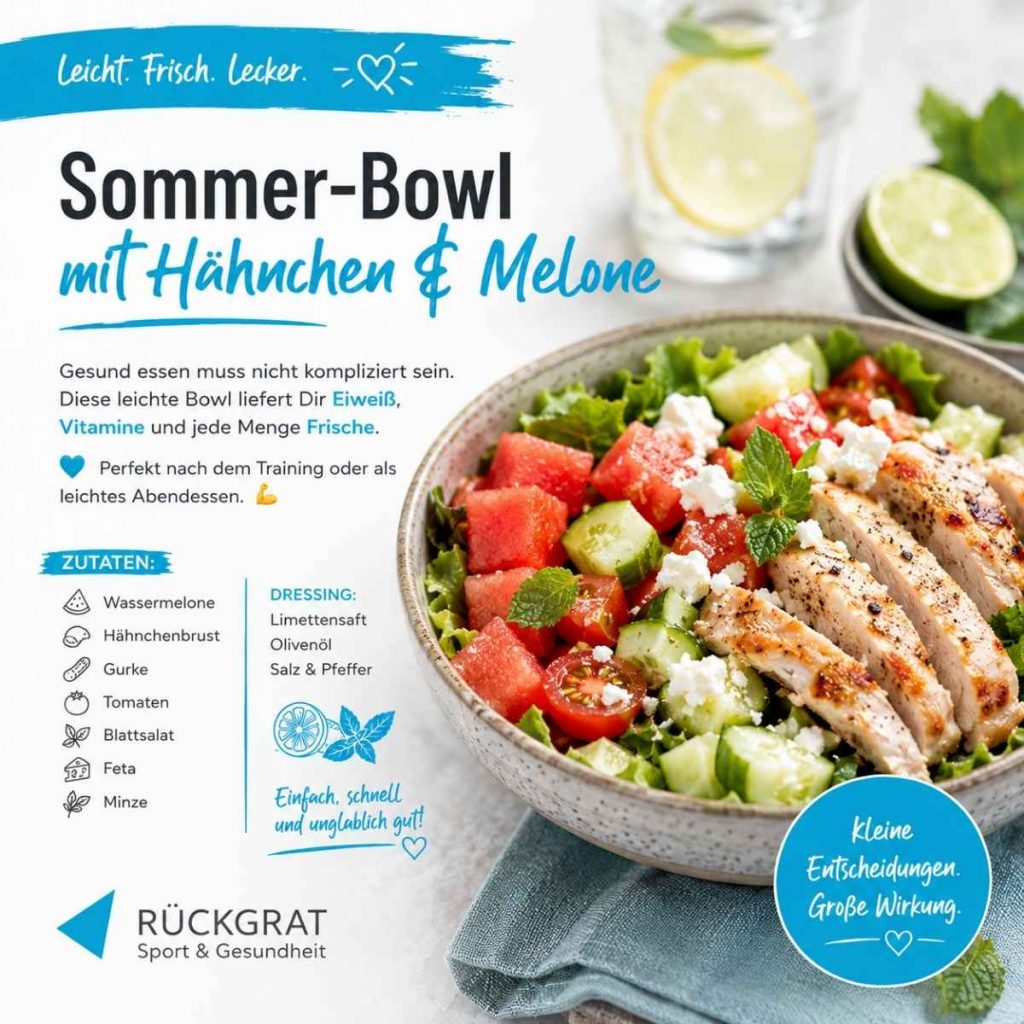 Sommer-Bowl mit Hähnchen & Melone – das perfekte Fitness-Rezept für heiße Tage