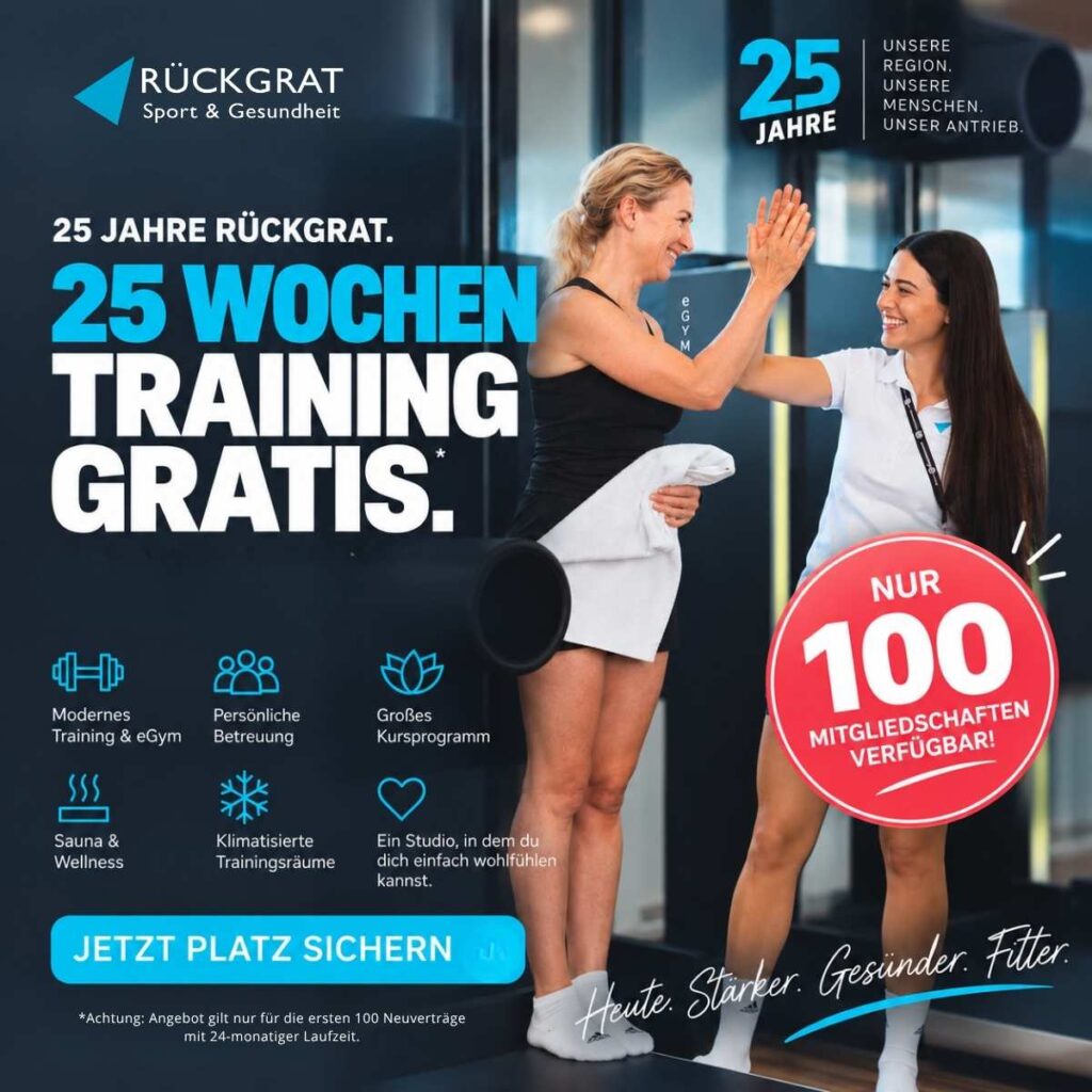 25 Jahre Rückgrat = 25 Wochen gratis Training